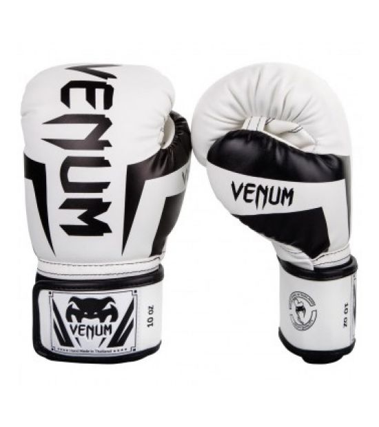 Боксерские перчатки VENUM ELITE BOXING GLOVES - WHITE/BLACK Боксерские перчатки VENUM ELITE BOXING GLOVES - WHITE/BLACK